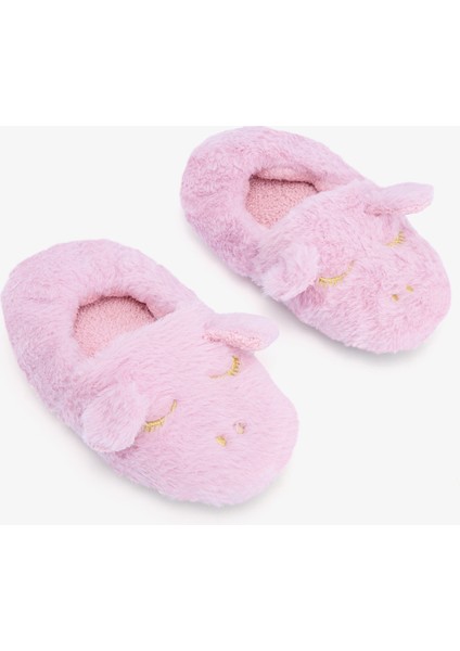 Açık Pembe Kız Çocuk Unicorn Desenli Nakışlı Ev Patiği fiyatları