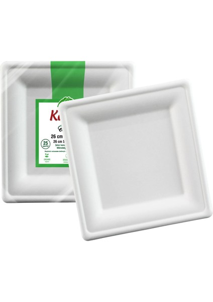 Ekolojik Kare Tabak 26 cm 25 Adet