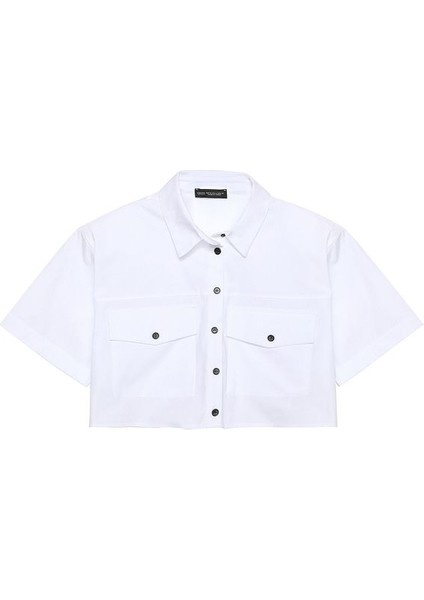 Cep Detaylı Crop Gömlek