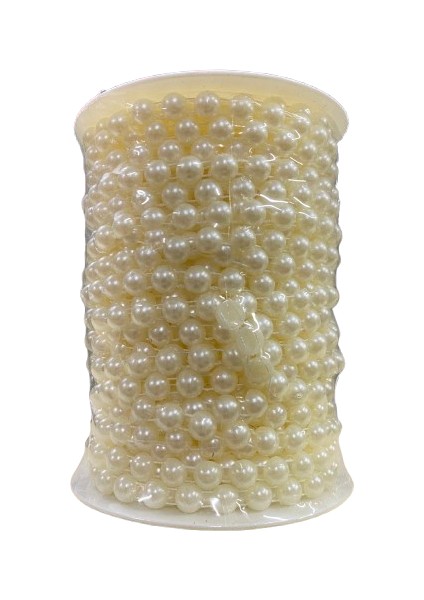 Sıralı Yarım Deliksiz Plastik Inci 8 mm 9 Metre AA017