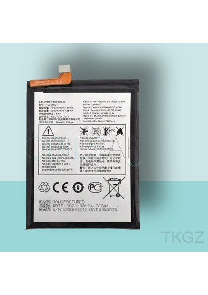 - Tcl 10SE - TLP-038D7 - Batarya Pil Orijinal Sıfır