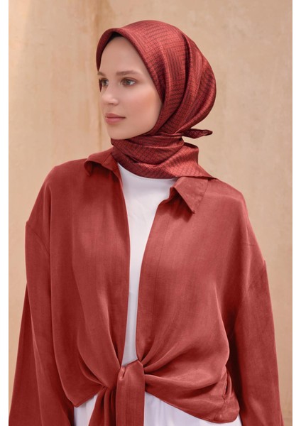 Tivil Saf İpek Eşarp 4104 - 62 Bordo Karışık Desen