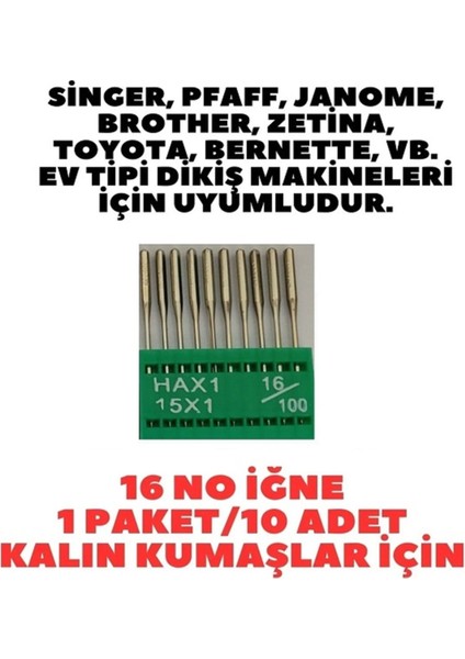 Dikiş Makinesi Iğnesi 12-14-16-18 Numara, 40 Adet, 4 Paket, Uyumlu fırsatları