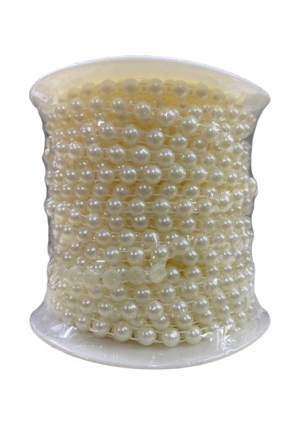 Sıralı Yarım Deliksiz Plastik Inci 6 mm 9 Metre AA081
