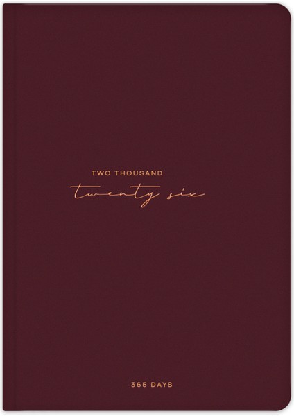 2026 Yılı A5 Tam Gün Ajanda 15X22 cm - 365 Gün Bordo