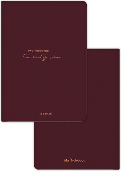 2026 Yılı A5 Tam Gün Ajanda 15X22 cm - 365 Gün Bordo indirimleri