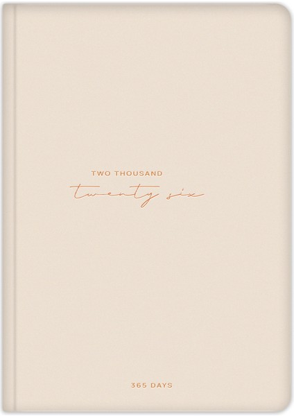 2026 Yılı A5 Tam Gün Ajanda 15X22 cm - 365 Gün Bej