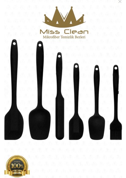 6'lı Isıya Dayanıklı ve Yapışmaz Silikon Spatula Seti Siyah