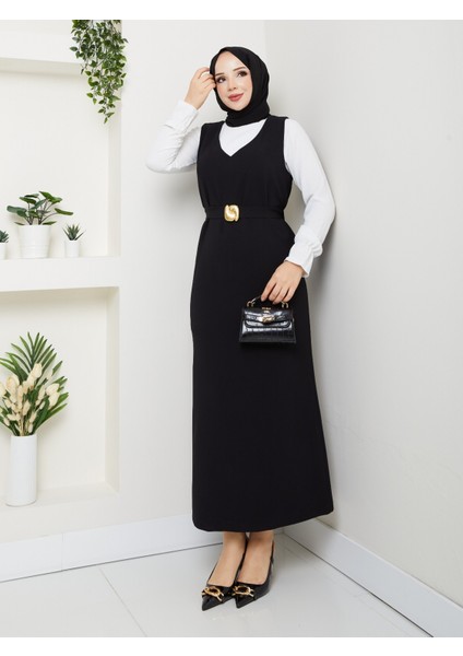 Tesettür Gold Tokalı Jile Gömlek Takım