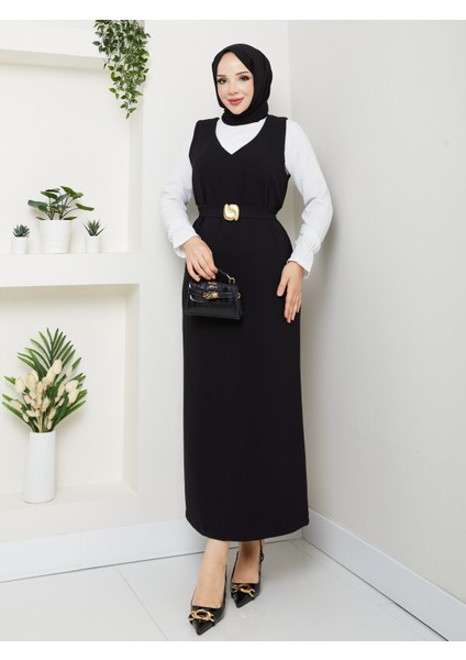 Tesettür Gold Tokalı Jile Gömlek Takım modelleri