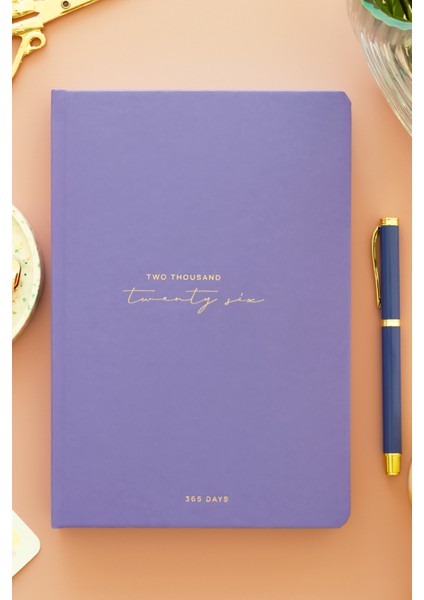 2026 Yılı A5 Tam Gün Ajanda 15X22 cm - 365 Gün Lila modelleri
