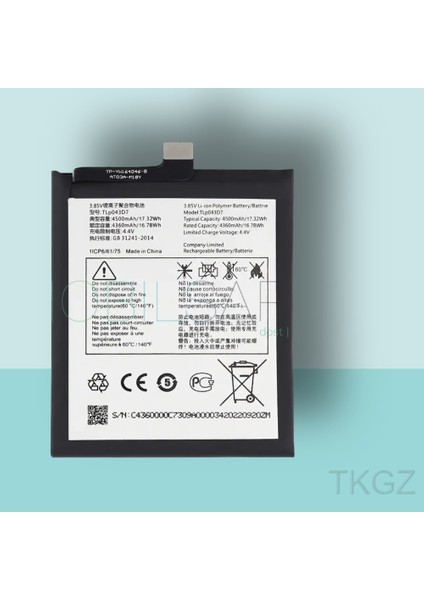 - Tcl 10 Pro - TLP-043D7 - Batarya Pil Orijinal Sıfır
