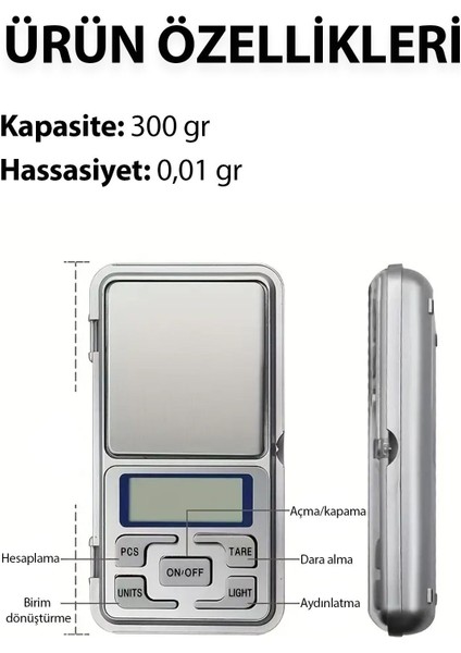 Hassas Dijital Mini El Tartısı, Kuyumcu ve Takı Ölçüm Aracı, Gri Renk indirimleri
