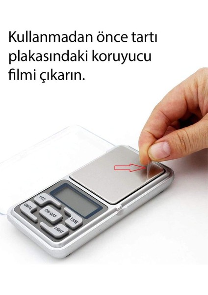 Hassas Dijital Mini El Tartısı, Kuyumcu ve Takı Ölçüm Aracı, Gri Renk