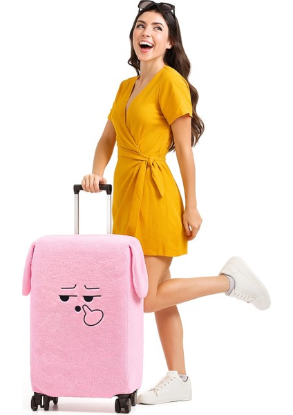 Peluşçu Dayı Şaşkın Şaşkın Yüz Desenli Bavul-Valiz Koruyucu Kılıf | Seyahatlere Neşe Katın