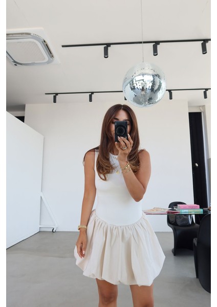 Üstü Penye Altı Poplin Balon Elbise modelleri