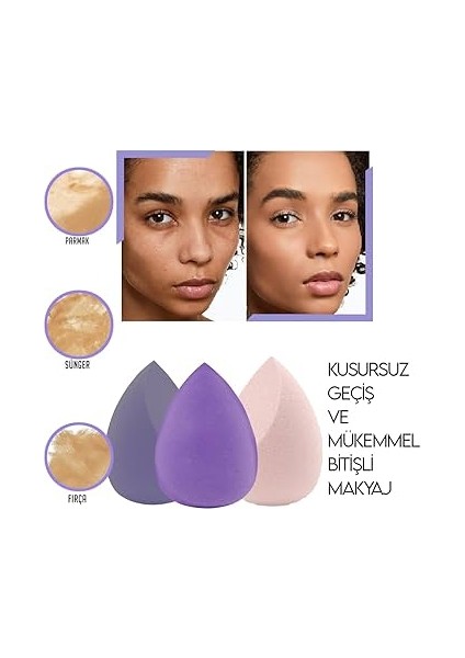 Lılyth 3’lü Kalp Kutulu Renkli Makyaj Sünger Seti | Fondöten & Kapatıcı Uygulama Süngeri fiyatları
