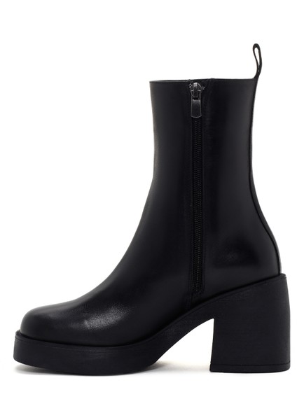 Kadın Siyah Kalın Topuklu Fermuarlı Deri Bot 25WFD201018 fırsatları