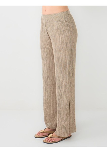 Bej Bol Paça Beli Lastikli Örme Pantolon fırsatları