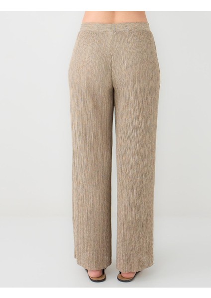 Bej Bol Paça Beli Lastikli Örme Pantolon indirimleri