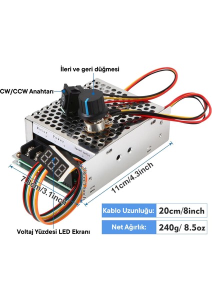 Dijital Göstergeli Takometreli Çift Yönlü Ileri Geri Dc Motor Hız Regülatörü 40A 12V24V36 fırsatları