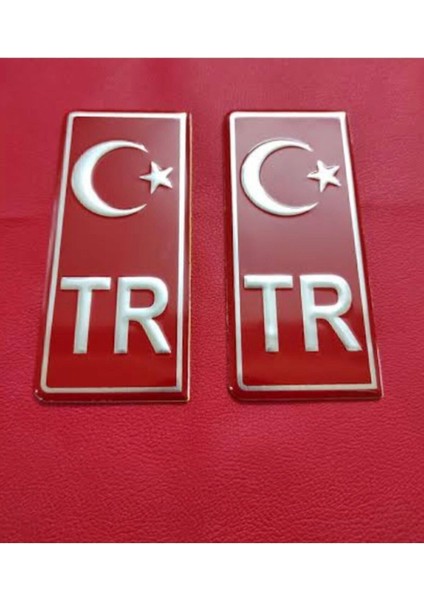 Tr Yazılı ve Ayyıldızlı Alüminyum Kabartmalı Plaka Pulu 2 Adet