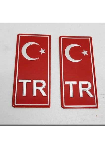 Tr Yazılı ve Ayyıldızlı Alüminyum Kabartmalı Plaka Pulu 2 Adet fiyatları
