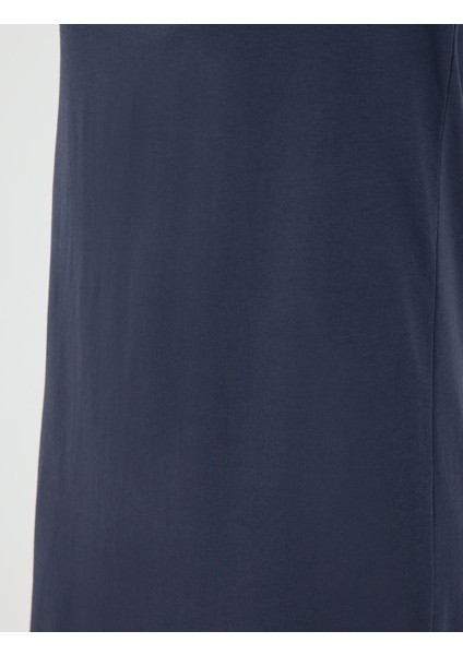 Lacivert %100 Pamuk Yuvarlak Yaka Kısa Kollu Midi Elbise indirimleri