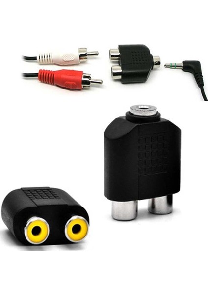 Stereo 3.5 mm Dişi - 2x Rca Dişi Çevirici Aparat (Çift)