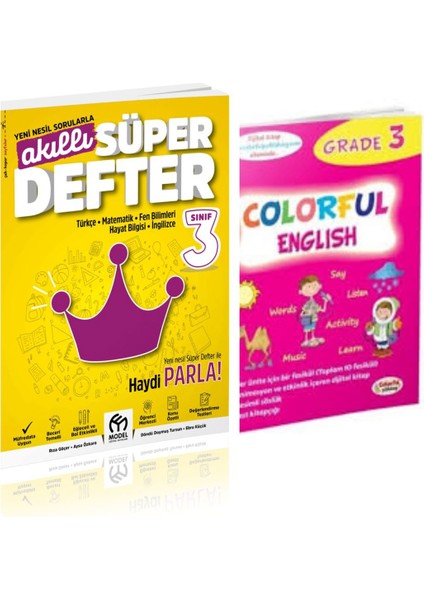 3. Sınıf Akıllı Süper Defter Tüm Dersler ve Colorful English Grade 3