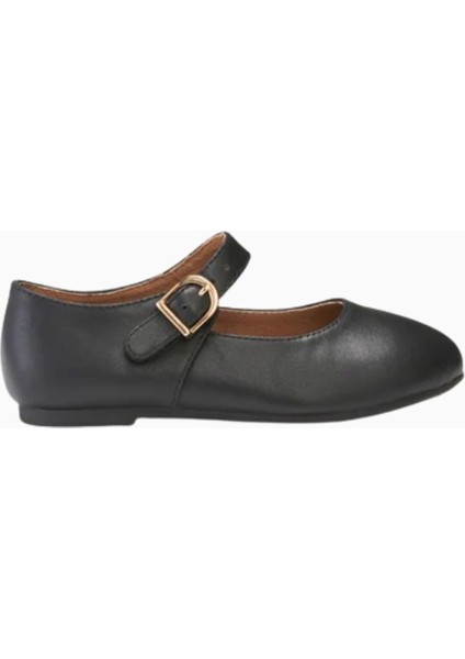 Çocuk Balerin Deri Ayakkabı, Yuvarlak Burun & Kayışlı