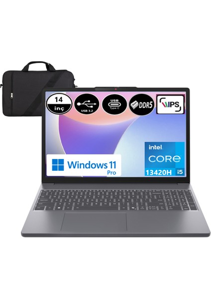 Ideapad Slim 3 14IRH10 83K00028TREP11 Intel Core I5-13420H 16 GB Ram 1 Tb SSD 14" Wuxga Windows 11 Pro + Elektropasaj Çanta