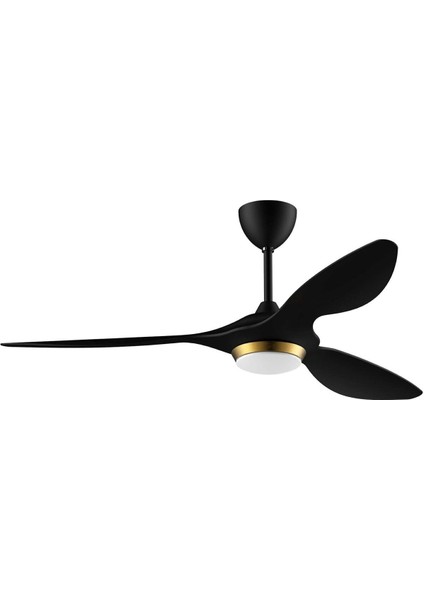 132 cm Siyah Altın Akıllı LED Tavan Vantilatörü Sessiz 6 Hızlı, Lüks Modern Tasarım