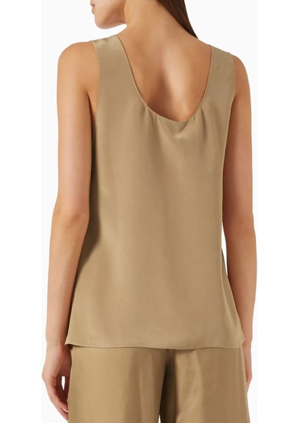 Light Brown Silk Tank Top, Dökümlü ve Zamansız Ipek Atlet modelleri
