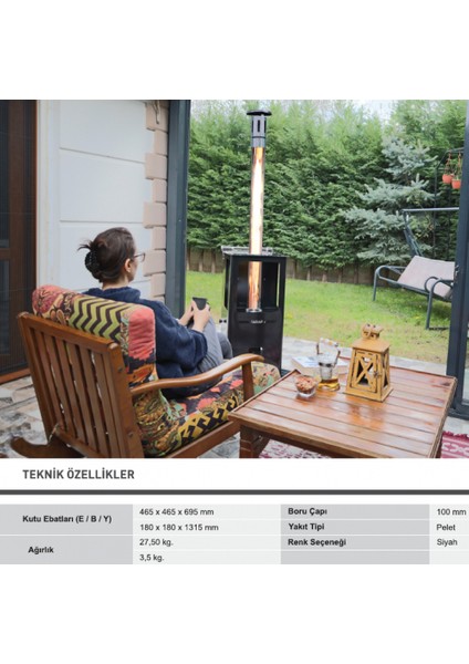 PLT01 Cam Borulu Emaye Pelet Sobası Füze Soba fiyatları