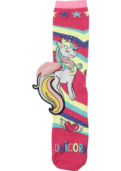 3D Unıcorn 1 Lı Skt-G 5pr Pembe Kız Çocuk Çorap