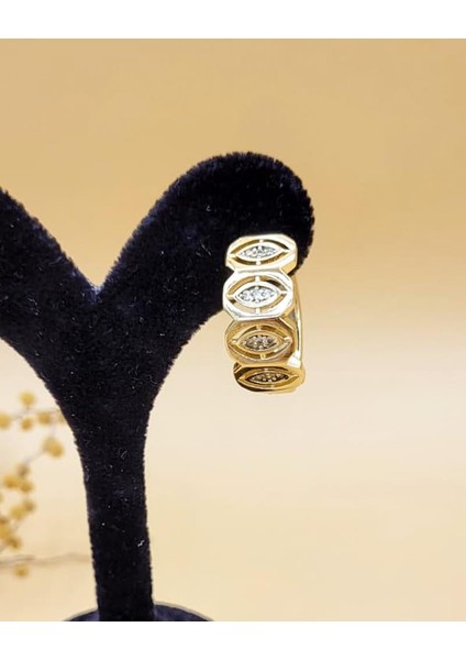 Gold Çelik Taşlı Göz Halka Küpe modelleri