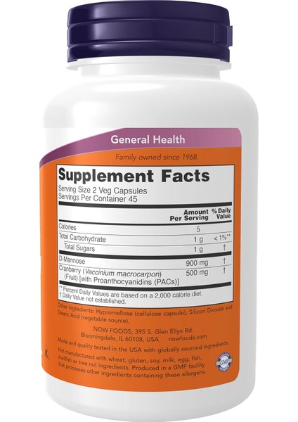 D-Mannose Cranberry Vaccinium Urinary Tract Health Dual Action Formula İdrar Yolu fırsatları