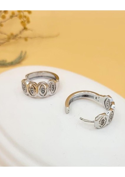 Silver Çelik Taşlı Göz Halka Küpe fiyatları