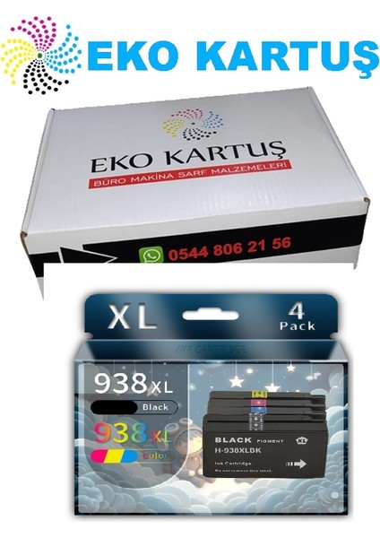 Hp 938XL Kartuş Muadil Yüksek Kapasite Pro 9720/9730/9110B/9120B9130/ set 4 renk fiyatları