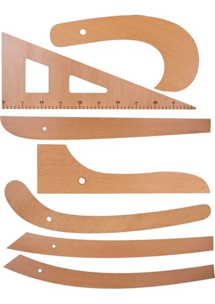 7 Parça Ahşap Riga Takımı, Cetvel 3 Mm, Çok Amaçlı Set