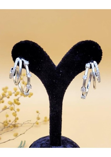 Zirkon Taşlı Çoklu Görünüm Yarım Halka Silver Küpe fırsatları
