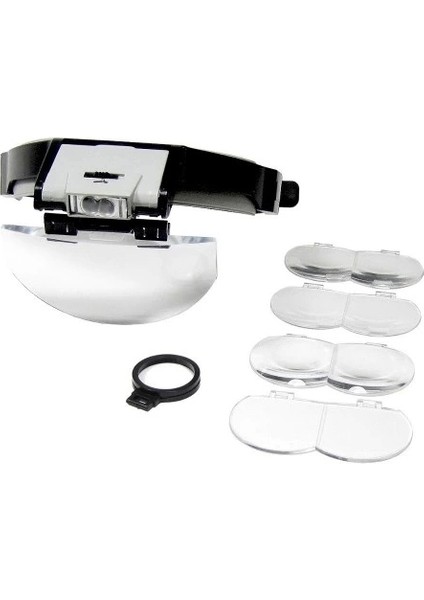Lens Takmalı 5 Lenslı , LED Lambalı Şapka Tip Büyüteç modelleri