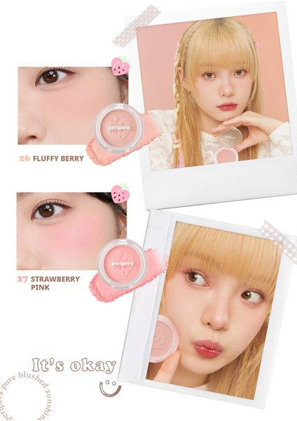 Pastel Tonlarda Sebum Dengeleyici Toz Allık Perıpera Pure Blushed Sunshine Cheek (26 Fluffy Berry) fırsatları