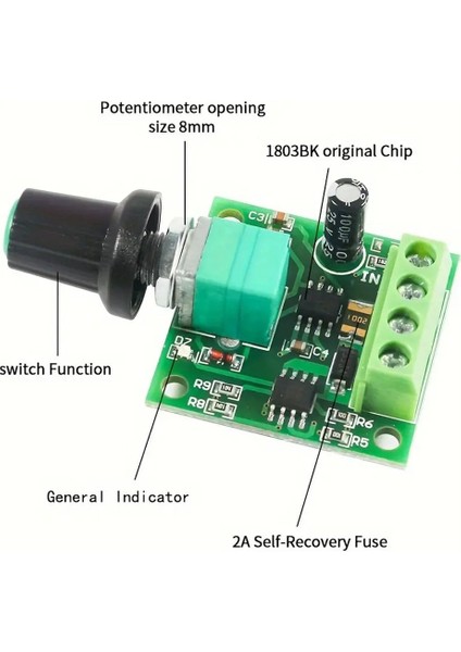 Pwm Dc Motor Hız Ayarlayıcı 1.8V 3V 5V 6V 12V Hız Regülator Düğmesi 2A 1803BK fırsatları