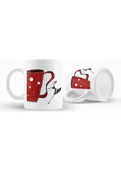 Mizahi Karikatür Kadın Figürlü Eğlenceli Tasarım Hediyelik Baskılı Kupa Bardak modelleri