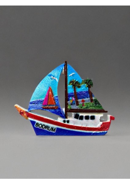 Bodrum Temalı Kabartmalı Polyester Magnet. 9cm x 7cm.