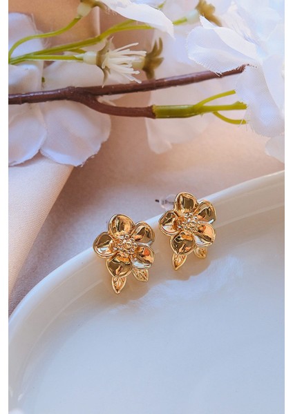 Gold Yapraklı Mini Papatya Küpe fiyatları