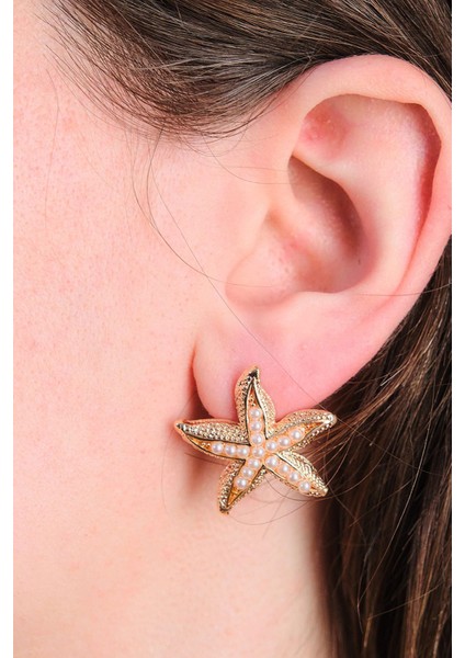 Altın Kaplama Incili Deniz Yıldızı Küpe modelleri