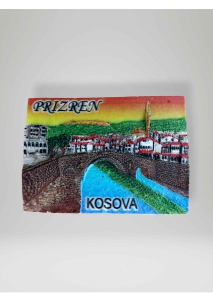 Prizren ( Kosova ) Temalı Polyester Kabartma Magnet Buzdolabı Süsü Çok Renkli